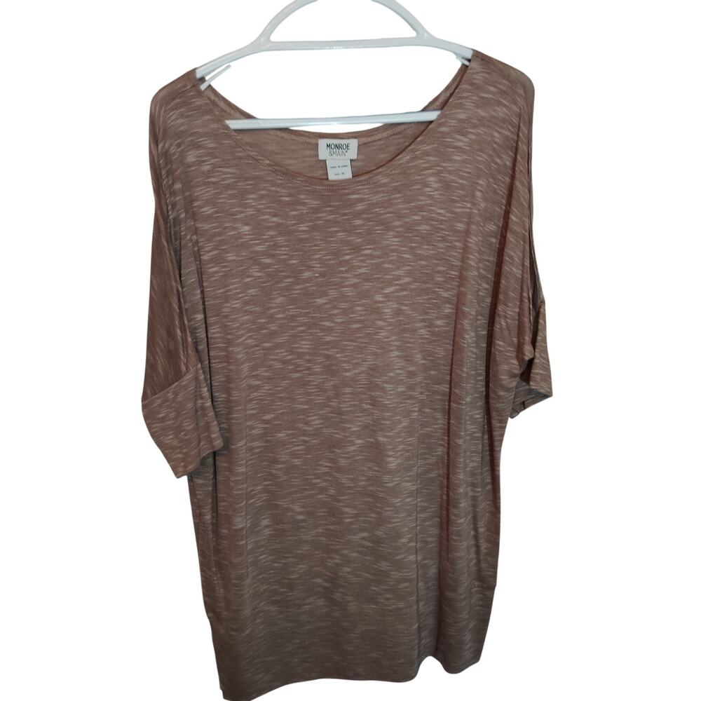 Monroe & Main Taupe Heathered Blouse Women’s XL Stretch Rayon Blend Estate Top